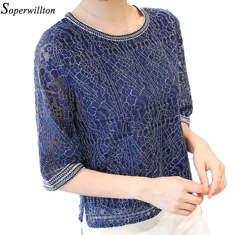 Soperwillton Embroidery Lace Blouses Shirts Women Blouses O-neck Half Sleeve Elegant Women Tops Blouse Plus Size Shirt #BB0796
Soperwillton Embroidery Lace Blouses Shirts Women Blouses O-neck Half Sleeve Elegant Women Tops Blouse Plus Size Shirt #BB0796