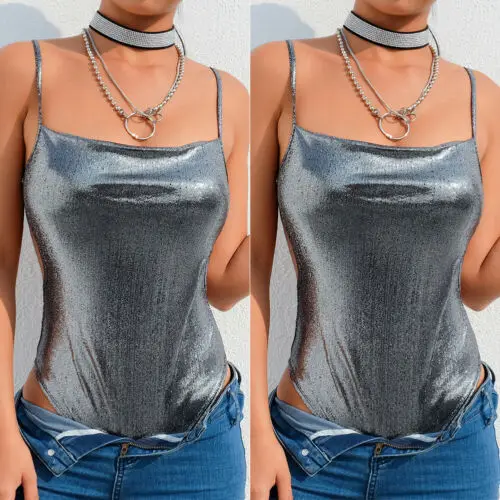 2019 Fashion Women Sexy Silver Strappy Sleeveless Jumpsuit Romper Backless T-shirt Tops Vest Club Bodysuit
2019 Fashion Women Sexy Silver Strappy Sleeveless Jumpsuit Romper Backless T-shirt Tops Vest Club Bodysuit