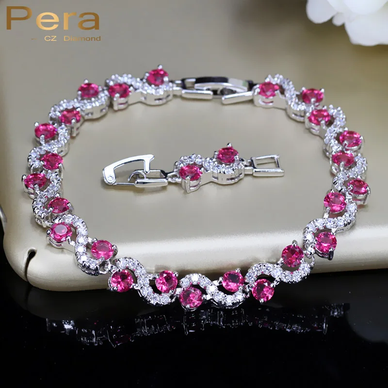 Pera Sterling Silver 925 Link Chain CZ Bracelets Red Cubic Zirconia Crystal S Shape Fashion Party Jewelry For Women B016
Pera Sterling Silver 925 Link Chain CZ Bracelets Red Cubic Zirconia Crystal S Shape Fashion Party Jewelry For Women B016