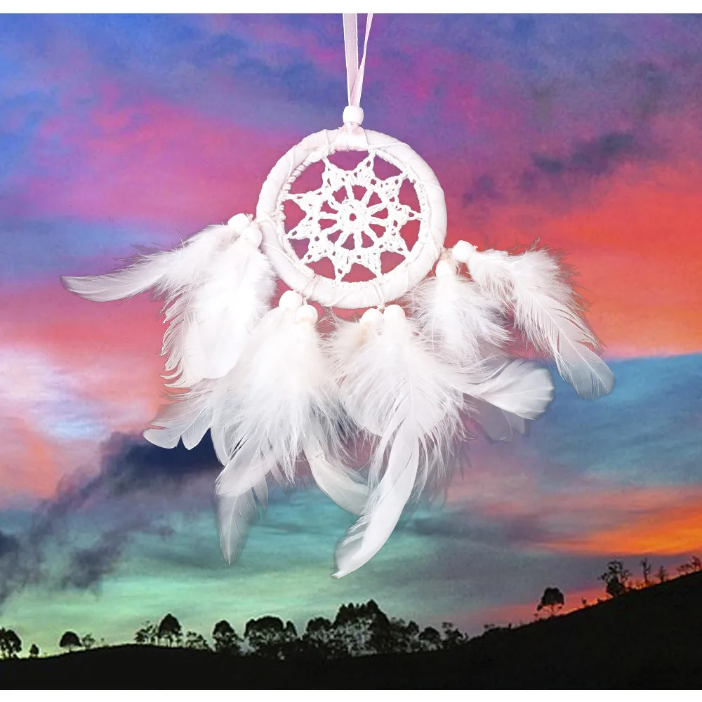 

Wind Chimes Handmade Indian Dream Catcher Net With Feathers 55 cm Wall Hanging Dreamcatcher Craft Gift Home Decoration G703