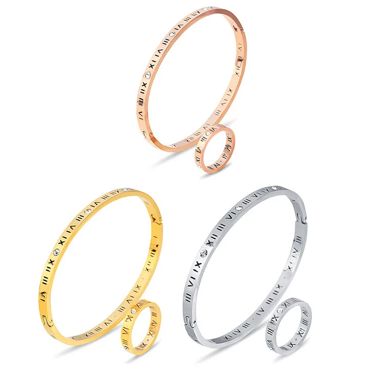 Hollow Out Roman Numeral Bangle Bracelet Woman Lovers Titanium Steel Rose Golden Bracelet
Hollow Out Roman Numeral Bangle Bracelet Woman Lovers Titanium Steel Rose Golden Bracelet