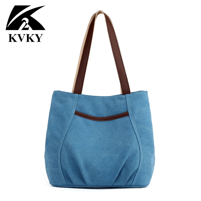 Сумка на плечо KVKY Женская парусиновая брендовая Винтажная сумочка-тоут с