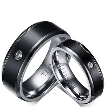 Black stainless steel ring inlaid zircon couple ring 
Black stainless steel ring inlaid zircon couple ring