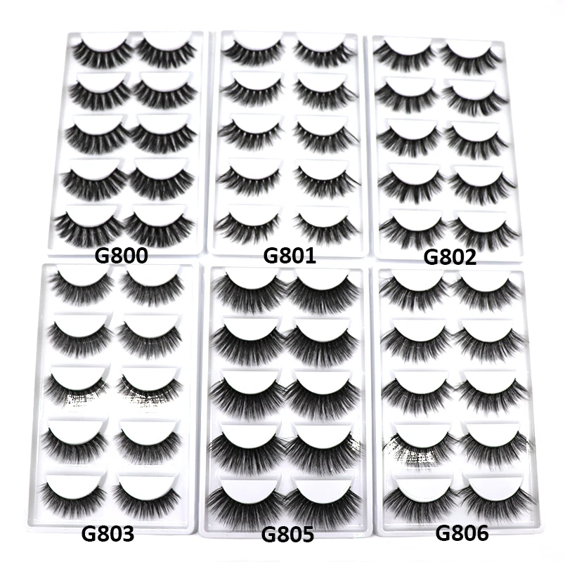 

New 5 pairs Handmade Cotton Stalk Water Mink False Eyelashes Cross Messy Dense Natural Eye Lashes Stage Makeup False Eyelashes