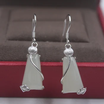 Real Sterling S925 Silver Dangle Earrings Hetian Jade Trapezoid Shaped For Women Ladies Girl 34*7mm Earrings Drop
Real Sterling S925 Silver Dangle Earrings Hetian Jade Trapezoid Shaped For Women Ladies Girl 34*7mm Earrings Drop