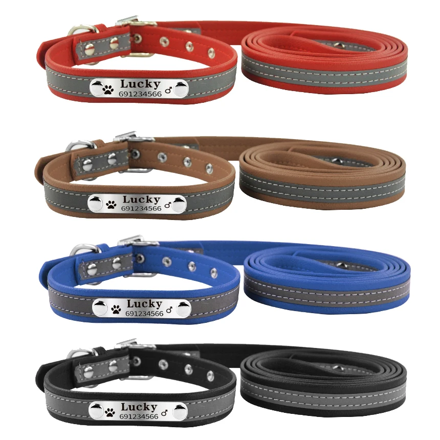 New Arrival Pet Products Reflective Style Soft Leather Small Medium Dog Personalized Collar Leash Lead Set Engraved Name Free
New Arrival Pet Products Reflective Style Soft Leather Small Medium Dog Personalized Collar Leash Lead Set Engraved Name Free