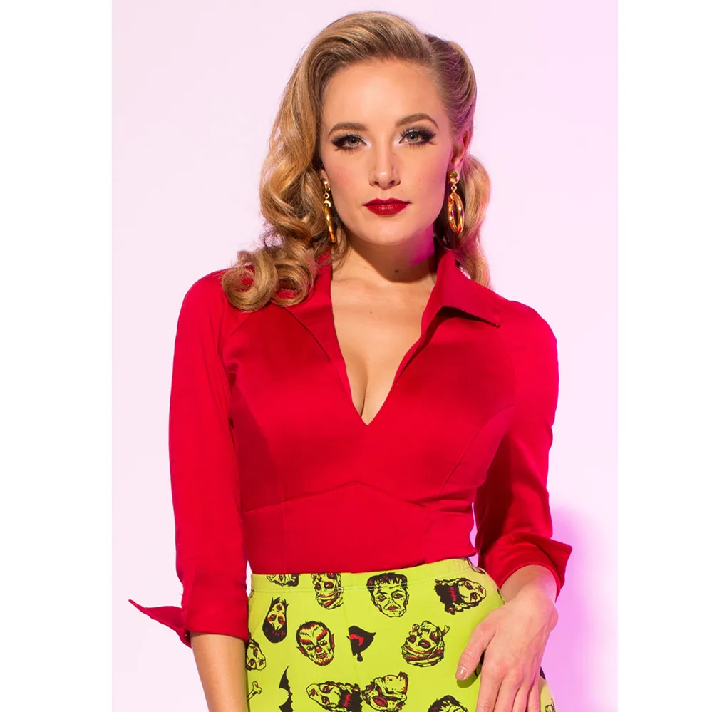 30- women vintage 50s pinup couture Lauren work wear top in red v neck fitted shirts plus size 4xl camisetas boothals shirt
30- women vintage 50s pinup couture Lauren work wear top in red v neck fitted shirts plus size 4xl camisetas boothals shirt