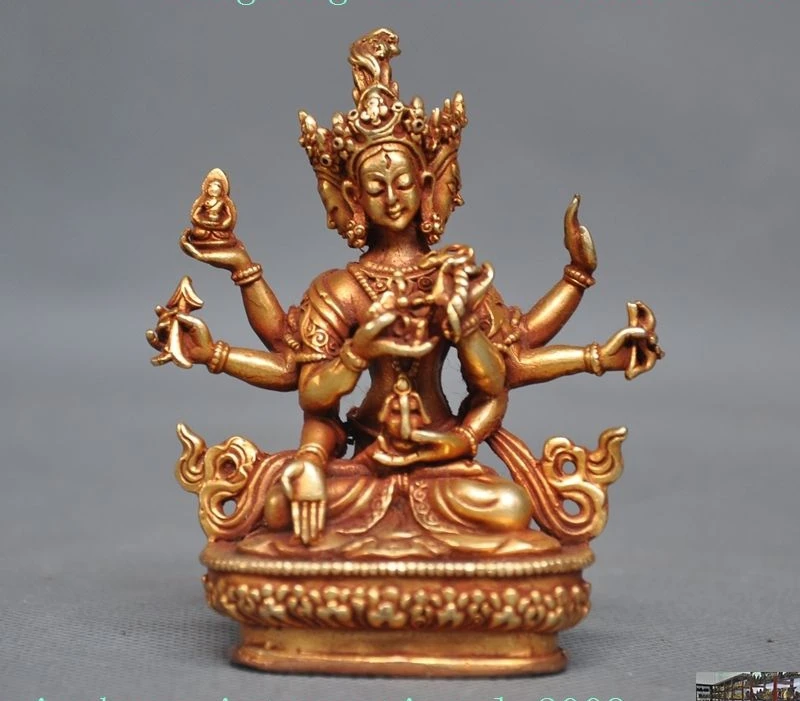 Tibet bronze 24K gold Gilt 3 head 8 arm Vajra phurpa Tara Kwan-Yin Buddha statue
Tibet bronze 24K gold Gilt 3 head 8 arm Vajra phurpa Tara Kwan-Yin Buddha statue