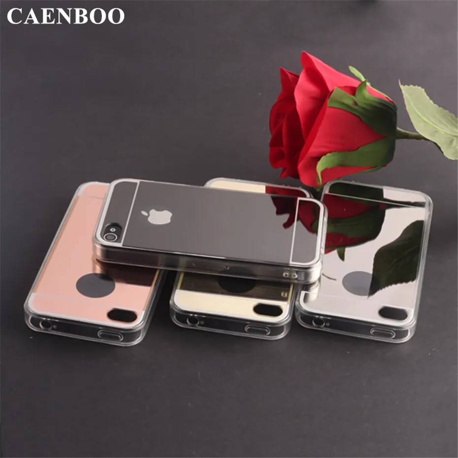 CAENBOO чехол для iPhone 4S роскошные розовое золото зеркала из мягкой искусственной