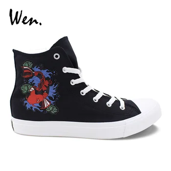 Wen Teens Sneakers Casual Black Flat Design Koi Fish Cyprinus Carpio Canvas Shoes Lacing Platform Pedal Sneakers Men Plimsolls
Wen Teens Sneakers Casual Black Flat Design Koi Fish Cyprinus Carpio Canvas Shoes Lacing Platform Pedal Sneakers Men Plimsolls
