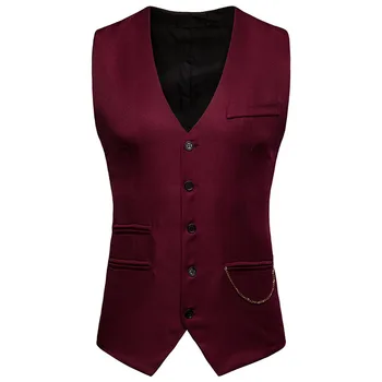 Wine Red Slim Fit Vest Men 2019 Brand New Vintage Chain Design Mens Suit Vest Business Casual Waistcoat Men Colete Masculino
Wine Red Slim Fit Vest Men 2019 Brand New Vintage Chain Design Mens Suit Vest Business Casual Waistcoat Men Colete Masculino