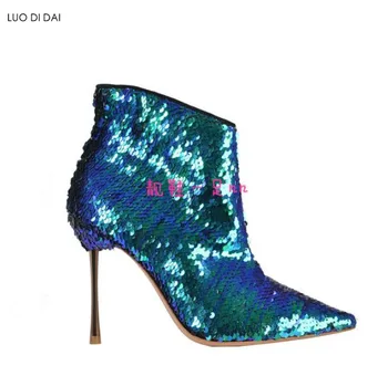 2019 new women bling bling boots sexy women blue ankle booties pointed toe sequin boots ladies party shoes thin heel mujer botas 
2019 new women bling bling boots sexy women blue ankle booties pointed toe sequin boots ladies party shoes thin heel mujer botas