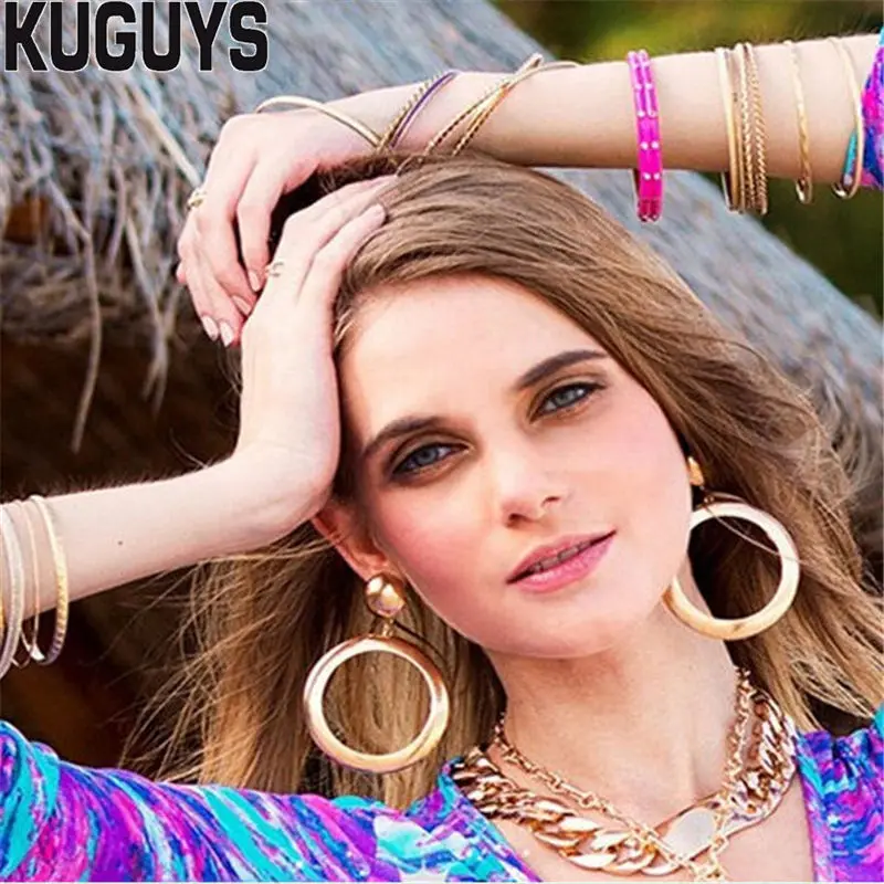 KUGUYS Fashion Meatl Gold Round Earrings for Womens Trendy Jewelry Hyperbole Gold Large Drop Earring Gift Party Accessories
KUGUYS Fashion Meatl Gold Round Earrings for Womens Trendy Jewelry Hyperbole Gold Large Drop Earring Gift Party Accessories