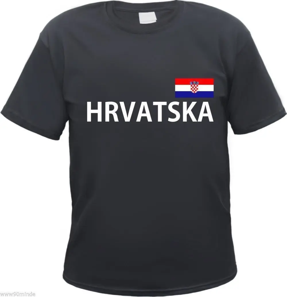 Hrvatska T-Shirt - Text U. Flag Pressure - S to 3XL - Black - Croatia