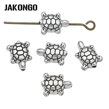 

JAKONGO Turtle Spacer Beads Antique Silver Plated Loose Beads for Jewelry Making Bracelet Accessories DIY Accessories 25pcs/lot