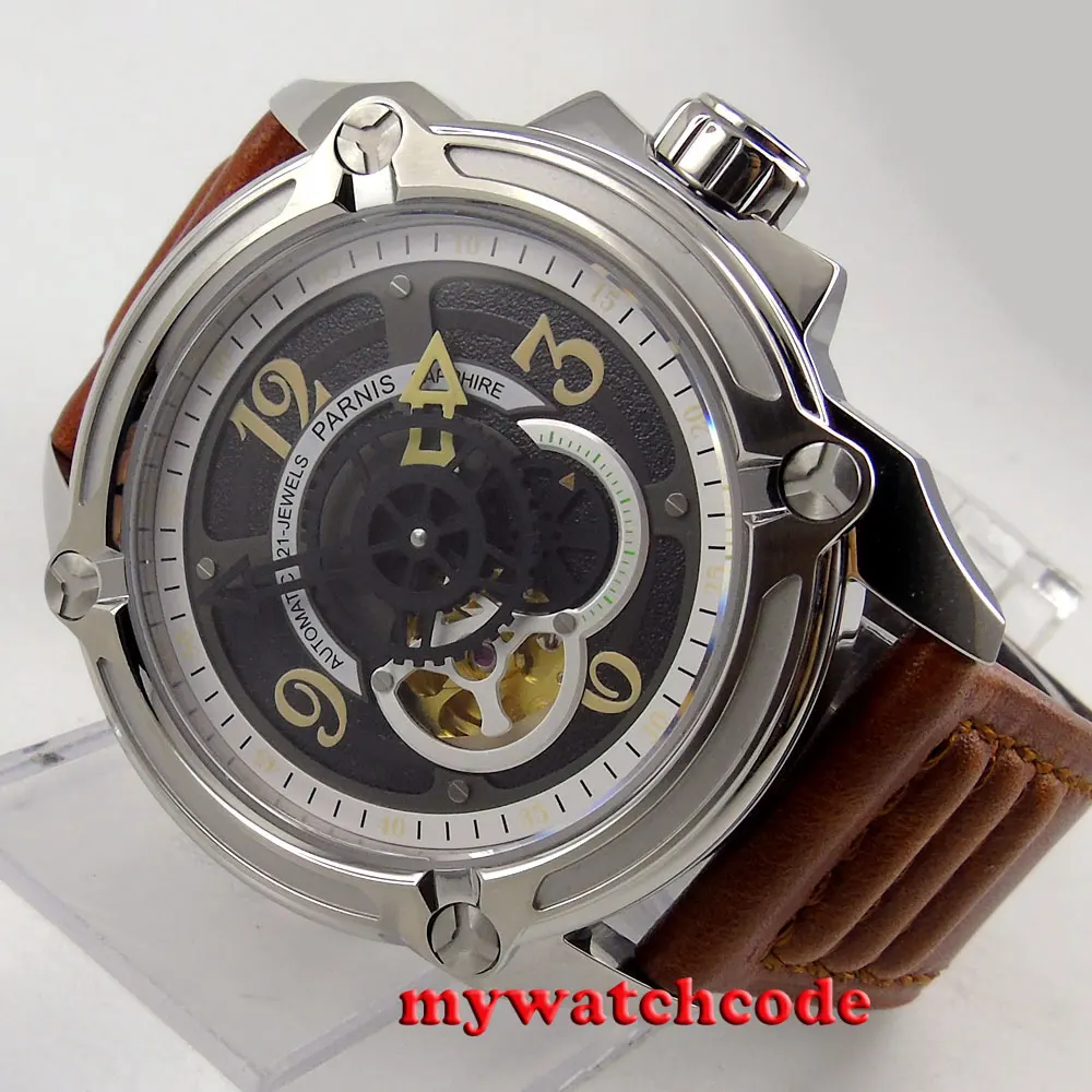 44mm Parnis black dial Sapphire 21 jewels miyota automatic mens wrist Watch 661B
44mm Parnis black dial Sapphire 21 jewels miyota automatic mens wrist Watch 661B
