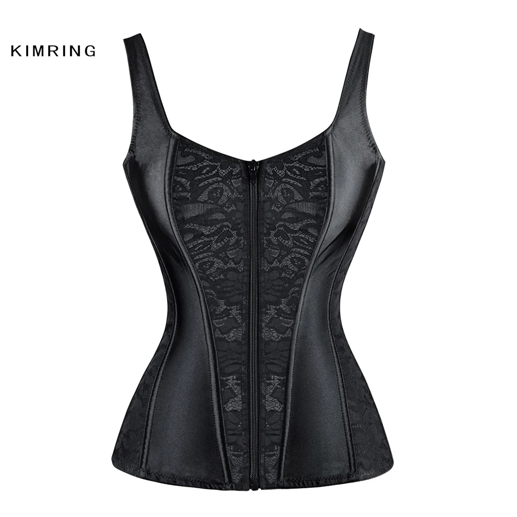 Kimring Plus Size Brocade Overbust Corset Vest Gothic Lace Zipper Corsets and Bustiers Waist Trainer Cincher Shapewear Corselet
Kimring Plus Size Brocade Overbust Corset Vest Gothic Lace Zipper Corsets and Bustiers Waist Trainer Cincher Shapewear Corselet