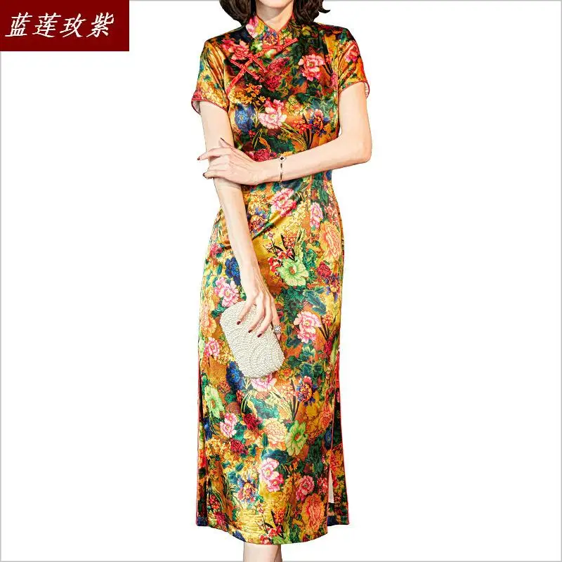 2019 new spring and summer silk qipao dresses women clothing chinese style retro slim short sleeve printed cheongsam silk dress
2019 new spring and summer silk qipao dresses women clothing chinese style retro slim short sleeve printed cheongsam silk dress