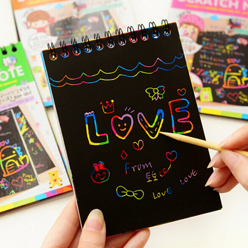 5pcs DIY Cute Kawaii Coil Graffiti Notebook With Wood Pen Black Page Magic Drawing Painting Notepad Kids Stationery Gift Prize
5pcs DIY Cute Kawaii Coil Graffiti Notebook With Wood Pen Black Page Magic Drawing Painting Notepad Kids Stationery Gift Prize