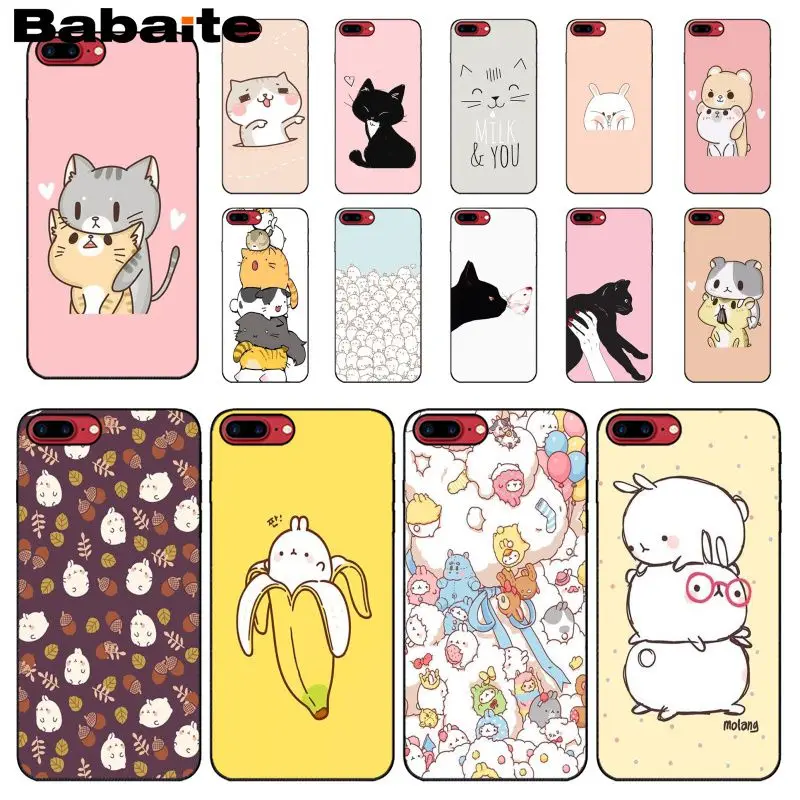 Умный чехол Babaite Kawaii Molang с аниме собакой мультяшным котом черный мягкий для