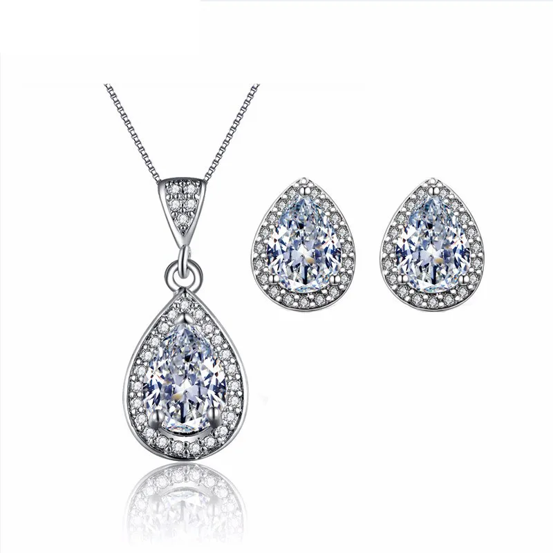 Water Drop CZ Wedding Jewelry Sets For Brides White Gold color Earring Necklace Sets Parure Bijoux ASM019
Water Drop CZ Wedding Jewelry Sets For Brides White Gold color Earring Necklace Sets Parure Bijoux ASM019