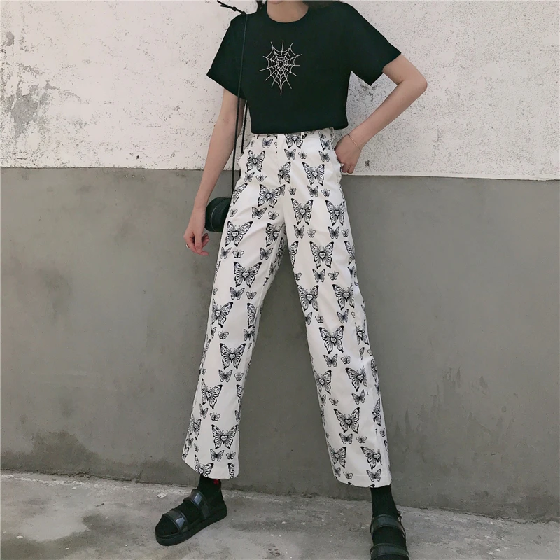 Harajuku Butterfly Casual Pants Women Summer High Waist Elastic Waist Loose Straight Women Trousers
Harajuku Butterfly Casual Pants Women Summer High Waist Elastic Waist Loose Straight Women Trousers