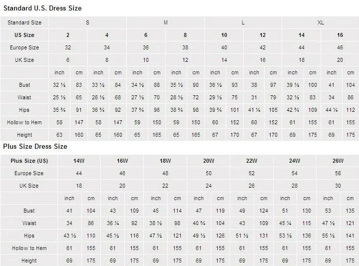 Dancing Queen Size Chart