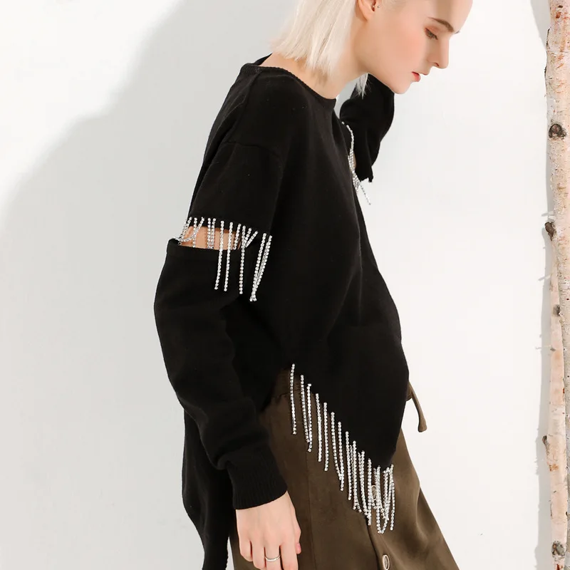 ASYMSAY 2019 New Spring Women's Fashion Irregular Holes Hollow Out Pullover Knitting Tassels Sweater Female O-neck Tops AL1352
ASYMSAY 2019 New Spring Women's Fashion Irregular Holes Hollow Out Pullover Knitting Tassels Sweater Female O-neck Tops AL1352