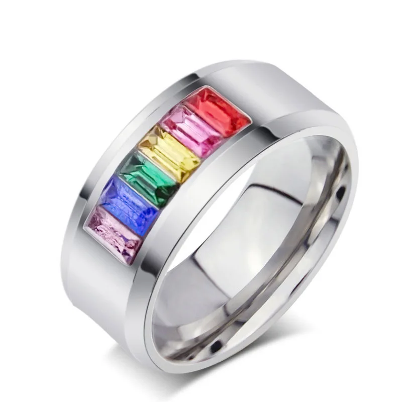 Big Size Colorful Rhinestone Stones LGBT Ring for Women 316L Stainless Steel Female Rainbow Jewelry Wedding Engagement Bands
Big Size Colorful Rhinestone Stones LGBT Ring for Women 316L Stainless Steel Female Rainbow Jewelry Wedding Engagement Bands