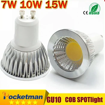 

Super Bright GU10 Bulbs Light Dimmable Led Warm/White 85-265V 7W 10W 15W LED GU10 COB LED lamp light GU 10 led Spotlight z53