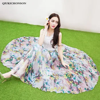 Summer Long Maxi Skirts for Women Bohemian Style Ladies A-line Big Circle Floral Chiffon Skirt Plus Size jupe longue boheme
Summer Long Maxi Skirts for Women Bohemian Style Ladies A-line Big Circle Floral Chiffon Skirt Plus Size jupe longue boheme