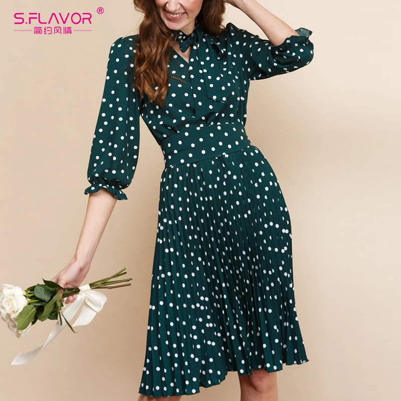 S.FLAVOR Women Green Dot Printed Pleated Dresses 2019 Fashion Half Sleeve Crumpled Casual A-line Dress Autumn Winter Vestidos
S.FLAVOR Women Green Dot Printed Pleated Dresses 2019 Fashion Half Sleeve Crumpled Casual A-line Dress Autumn Winter Vestidos
