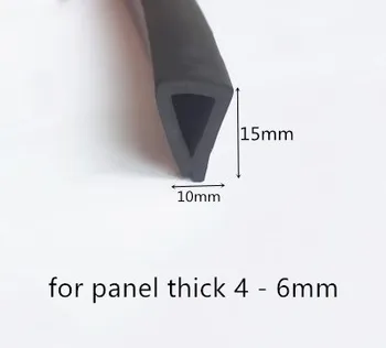 

Rubber Sealing U Strip 15x10x15mm for 4 - 6mm thick Glass Metal Car Wood Panel Board Edge Encloser Shield Black