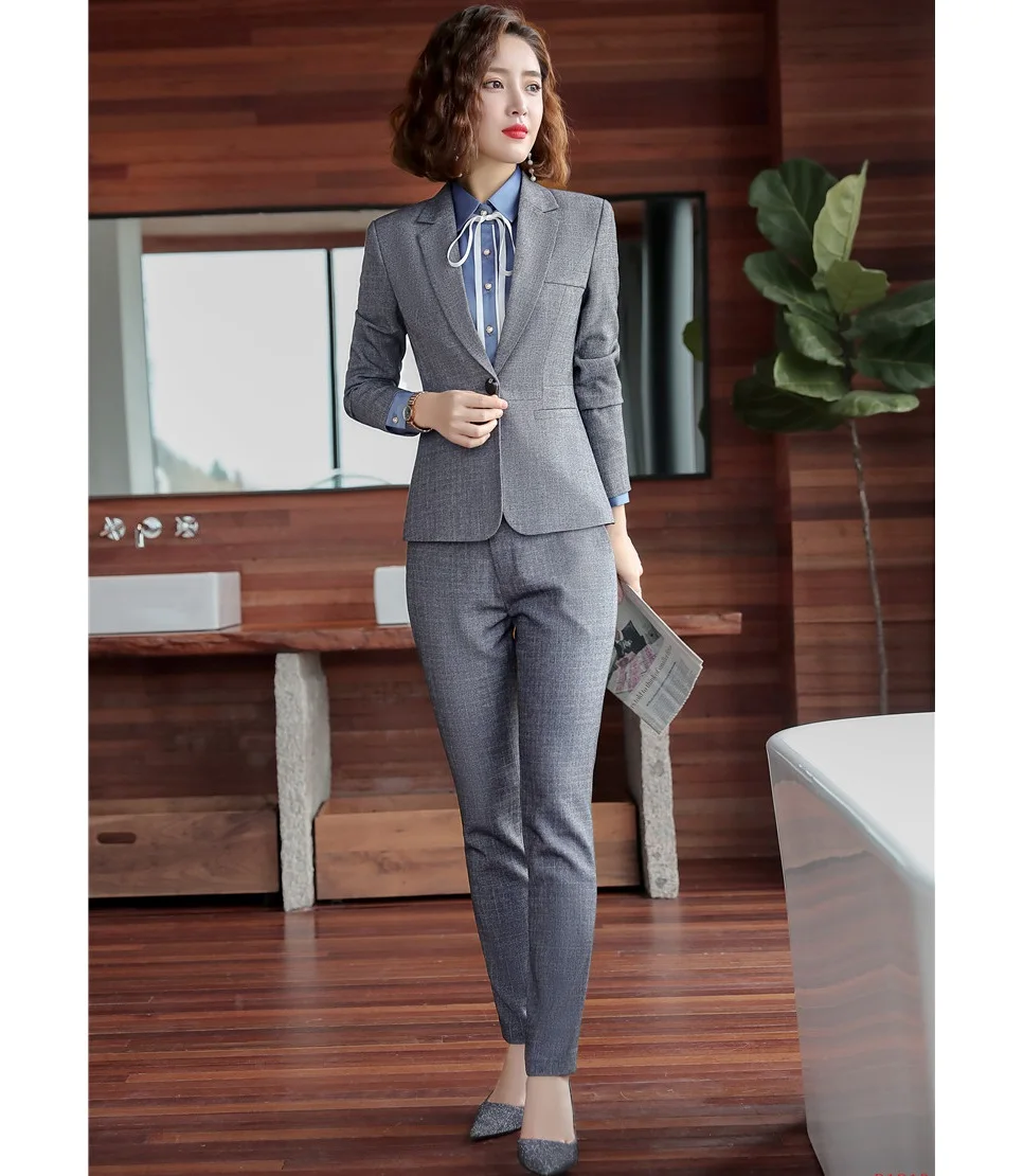 High Quality Office Formal Ladies Pant Suits for Women Business Suits Grey Blazer and Jacket Sets Work Wear Pantsuits
High Quality Office Formal Ladies Pant Suits for Women Business Suits Grey Blazer and Jacket Sets Work Wear Pantsuits