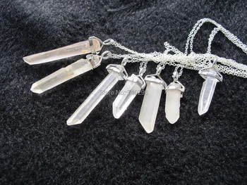 Natural Clear Quartz Point Pendants Gem stone necklace with silver plated necklase 5pcs/lot
Natural Clear Quartz Point Pendants Gem stone necklace with silver plated necklase 5pcs/lot