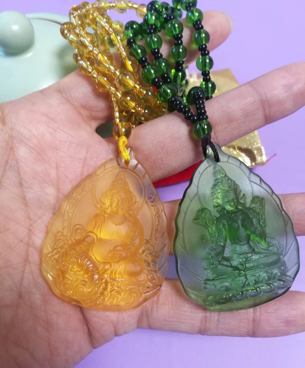 2PCS Greco-Buddhist pocket travel efficacious Mascot Safety Green Tara Yellow Jambhala Buddha Crystal Pendant Buddhist Amulet
2PCS Greco-Buddhist pocket travel efficacious Mascot Safety Green Tara Yellow Jambhala Buddha Crystal Pendant Buddhist Amulet
