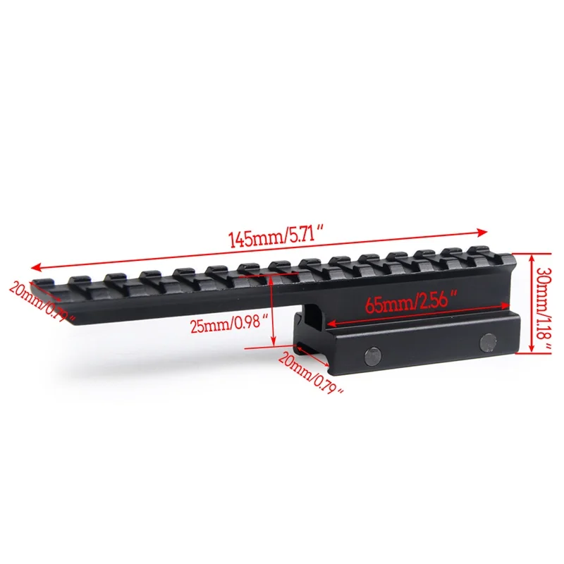 Extension QD Long Riser Scope Mount 25MM High Profile 20mm Picatinny Weaver Rail Metal Base Adapter Converter 14 Slots for Hunting Airsoft RL1-0036 (1)