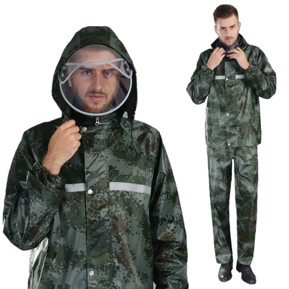 PVC Camouflage Raincoat Suit Impermeable Motorcycle Rainwear Hiking Women Hooded Motorcycle Poncho Fishing Rain Gear XL-4XL
PVC Camouflage Raincoat Suit Impermeable Motorcycle Rainwear Hiking Women Hooded Motorcycle Poncho Fishing Rain Gear XL-4XL