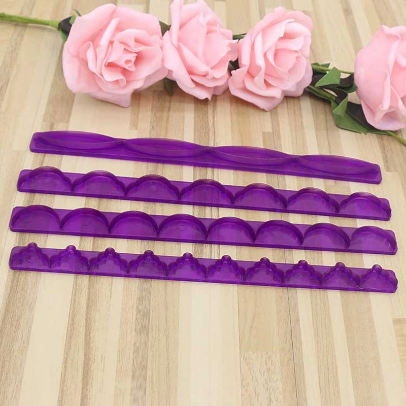 4Pcsset Long Skirt Lace Strip Die Fondant Cake Mold Cake Embossing Cutters DIY Ribbon Styling Tool Pastry Wedding Baking Tools3