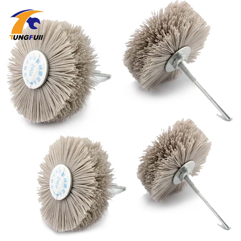 TUNGFULL Drill Attachment 4 Pieces Abrasive Wire Grinding Flower Head Wood Furniture Mahogany Polishing Brush OD 85*6mm Shank |