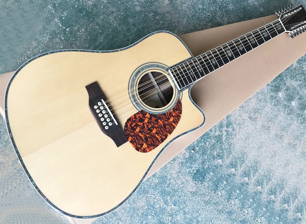 

12 Strings 41'' Cut-away Acoustic Guitar with Rosewood Fretboard,One piece neck,Abalone inlay/Binding,White Tuners