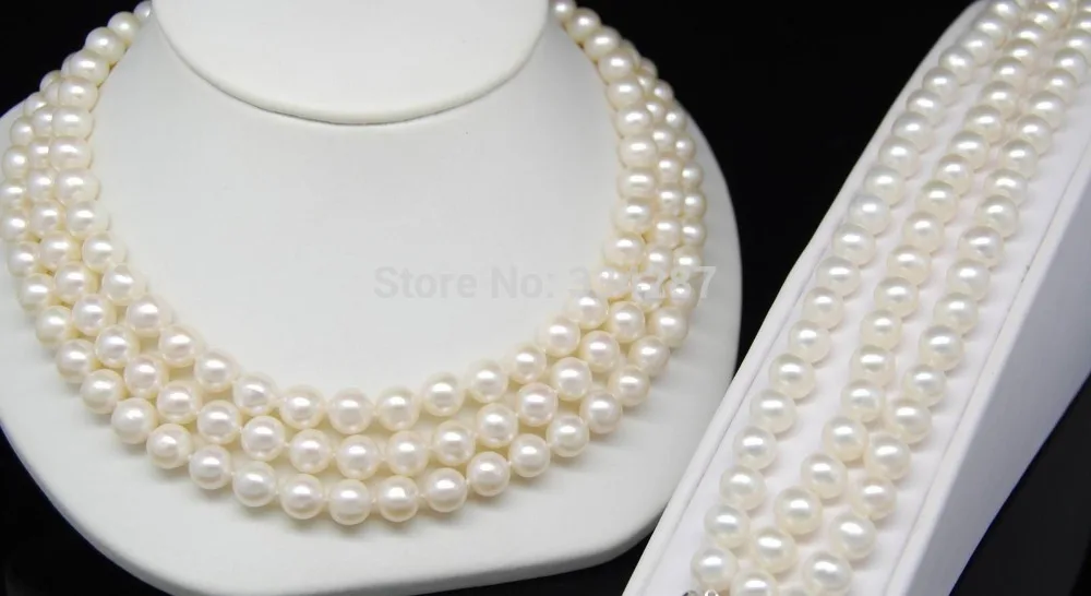 100% Selling Picture full Triple Strand Natural AAA+Akoya 7-8MM white pearl sets
100% Selling Picture full Triple Strand Natural AAA+Akoya 7-8MM white pearl sets