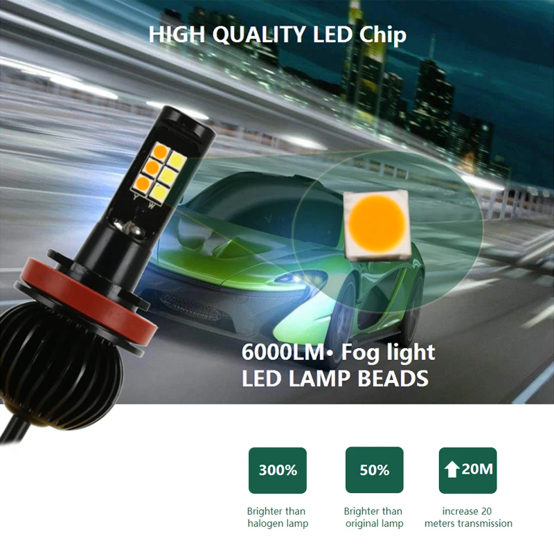New Auto Front fog light bulbs 55W 6000LM H11 H8 H9 H3 9005 HB3 9006 HB4 880 881 H27 LED lights white yellow blue ice red
New Auto Front fog light bulbs 55W 6000LM H11 H8 H9 H3 9005 HB3 9006 HB4 880 881 H27 LED lights white yellow blue ice red