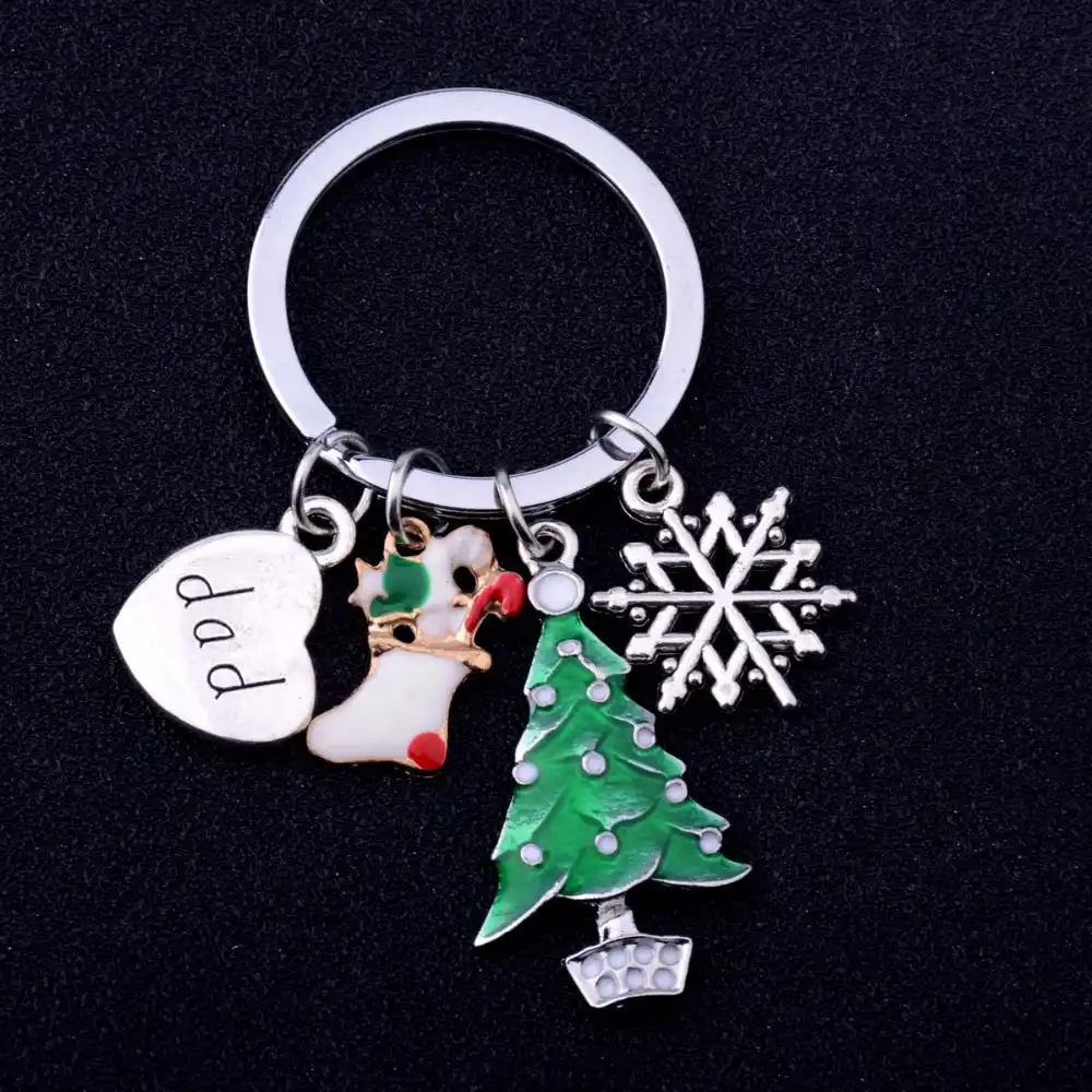 sister brother keychain jewelry christmas tree snowflake charms