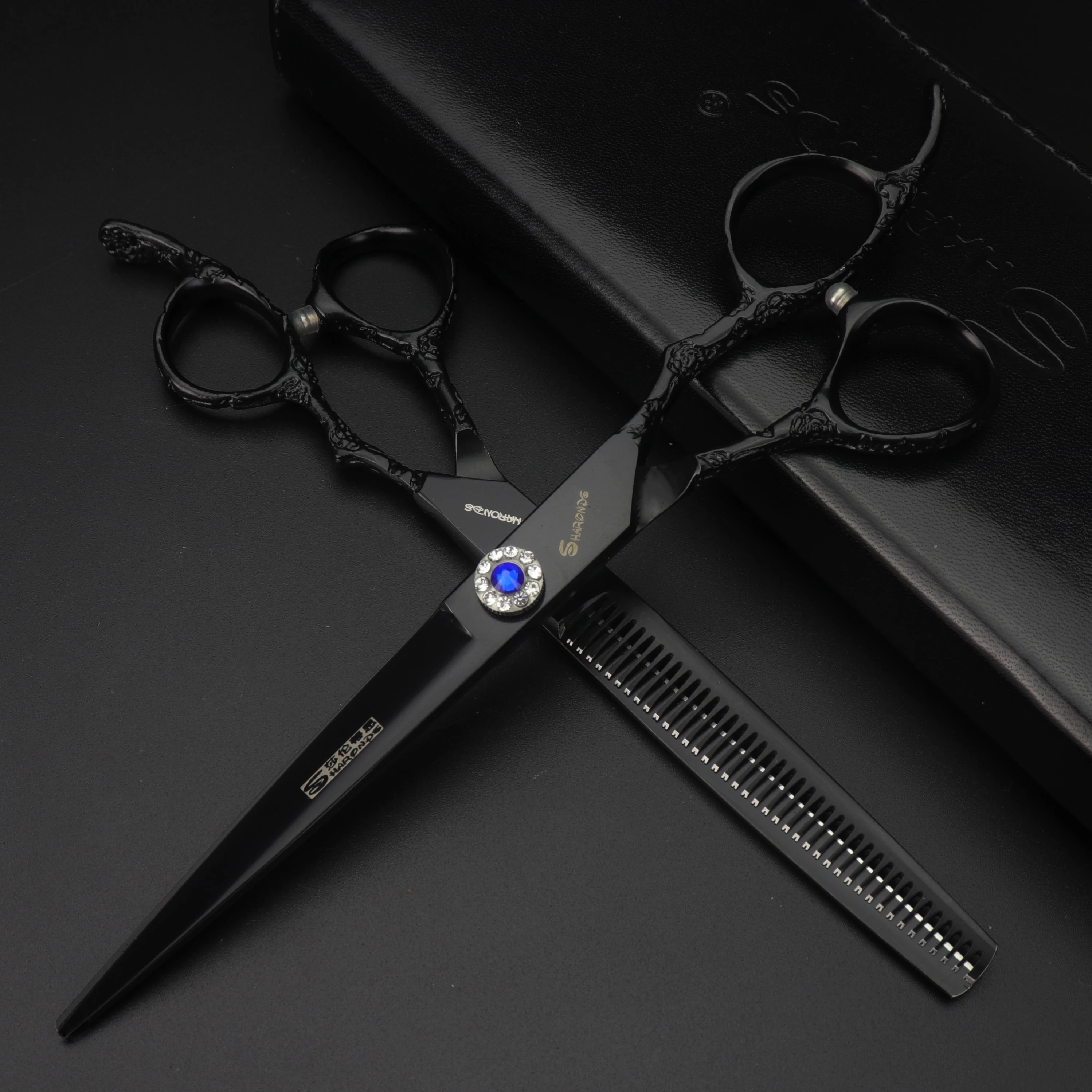 7 inch barbering scissors hairdressers scissors thinning scissors Black scissors set hair salon equipment
7 inch barbering scissors hairdressers scissors thinning scissors Black scissors set hair salon equipment