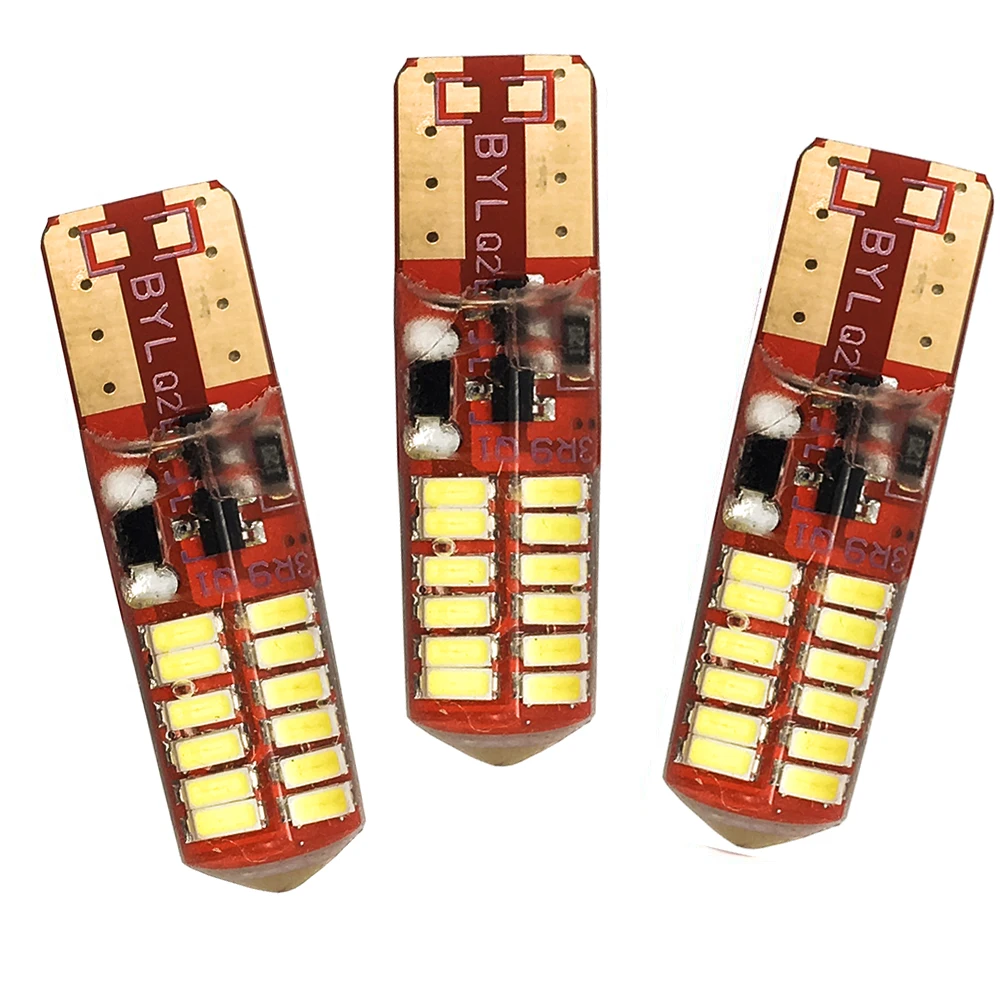 2 шт. светодиод T10 PCB силикагель 194 168 W5W 3014 24 SMD светодиодный боковой свет