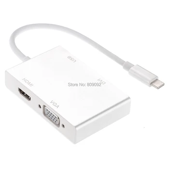 Aluminium 4-in-1 USB 3.1 Type C Male to DVI+HDMI+VGA+USB 3.0 Female Hub Cable Adapter 4K 1080P Converter for Macbook
Aluminium 4-in-1 USB 3.1 Type C Male to DVI+HDMI+VGA+USB 3.0 Female Hub Cable Adapter 4K 1080P Converter for Macbook