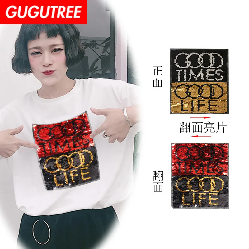 GUGUTREE embroidery Sequins big time patches life patches badges applique patches for clothing XC-203
GUGUTREE embroidery Sequins big time patches life patches badges applique patches for clothing XC-203
