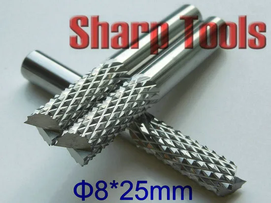 Most Hardness 8x25MM Solid Carbide End Mill Corn PCB Milling Bits Set, CNC Router PCB End Mill Bit on Hardwood Carbon Fiberglass