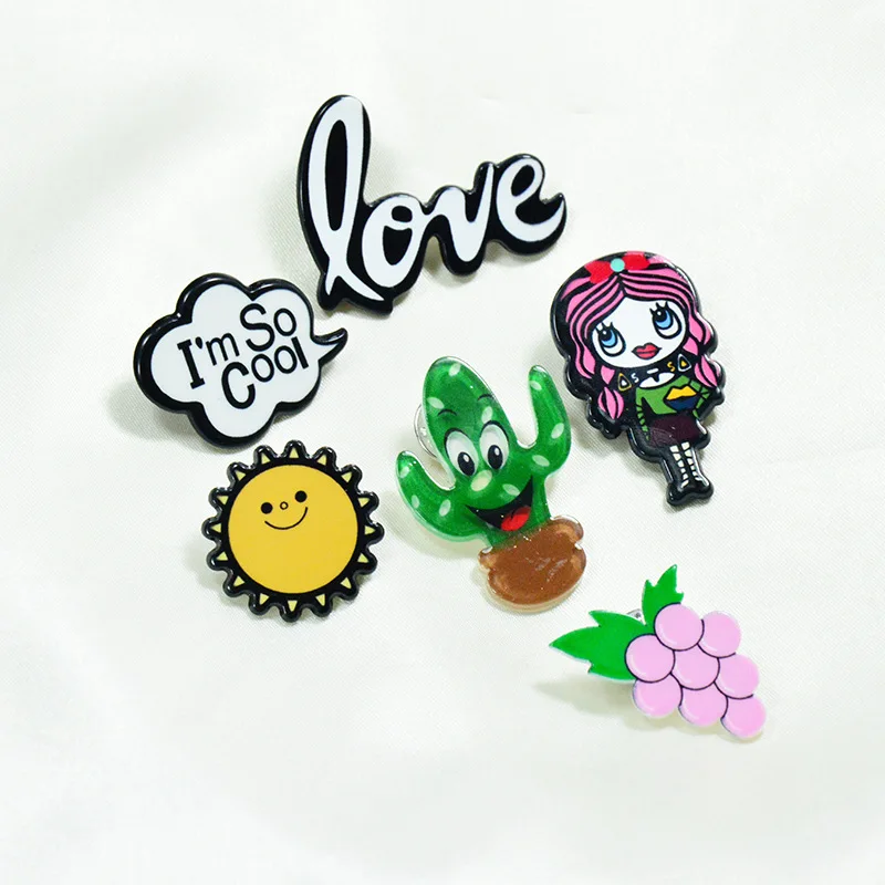Fashion Cartoon Grape Sun Cactus Girl Acrylic Brooch Creative Brooches Women Denim Jackets Backpack Decoration Lapel Pin Button
Fashion Cartoon Grape Sun Cactus Girl Acrylic Brooch Creative Brooches Women Denim Jackets Backpack Decoration Lapel Pin Button